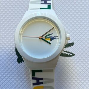 Lacoste Watch With 38mm White Face & White Silicone Band